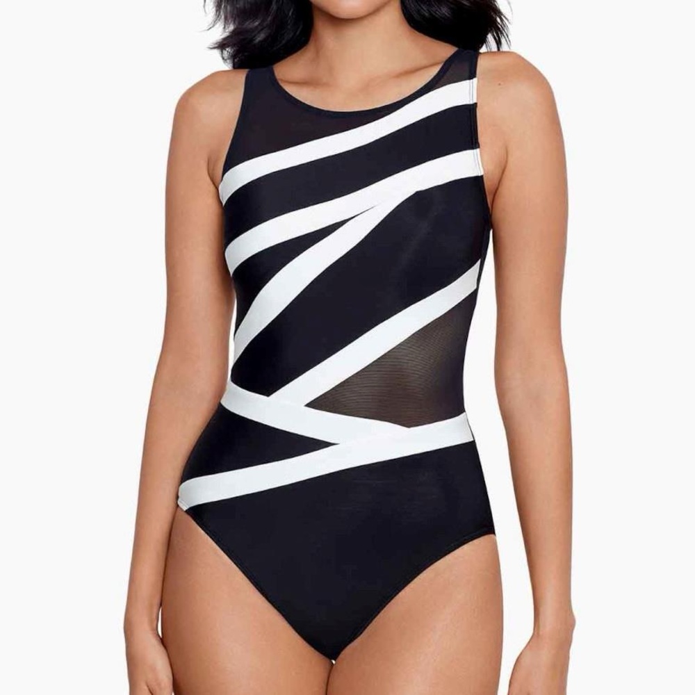 Miraclesuit Black and White One-Piece Swimsuit